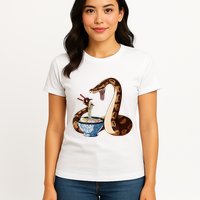 Funny Japanese Kawaii Ramen Snake Cute Ball Python Womens T-Shirt