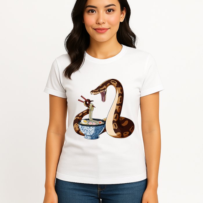 Funny Japanese Kawaii Ramen Snake Cute Ball Python Womens T-Shirt