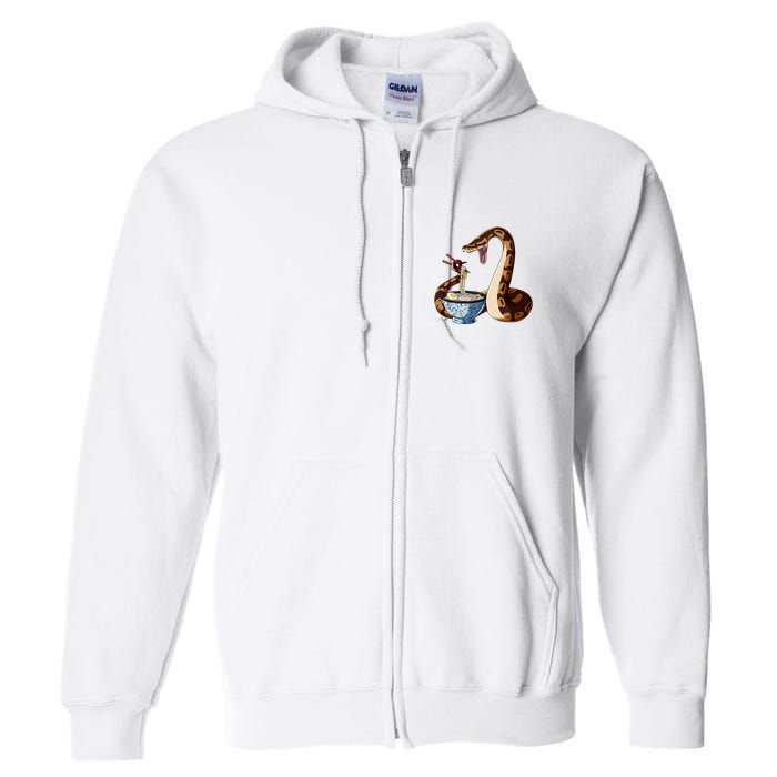 Funny Japanese Kawaii Ramen Snake Cute Ball Python Full Zip Hoodie