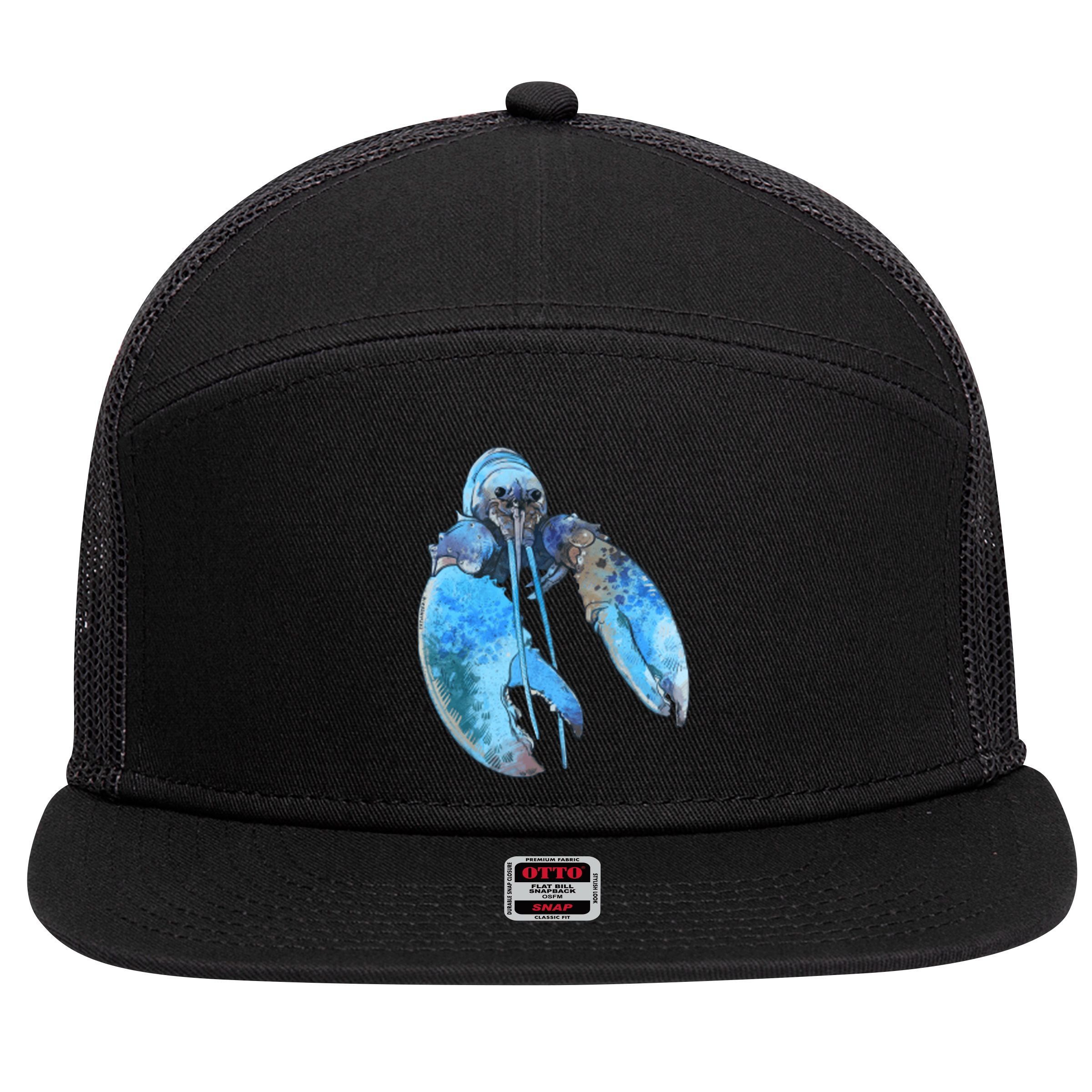 Funny Jumpscare Lobster Meme Blue Crustacean 7 Panel Mesh Trucker Snapback Hat