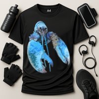 Funny Jumpscare Lobster Meme Blue Crustacean Cooling Performance Crew T-Shirt