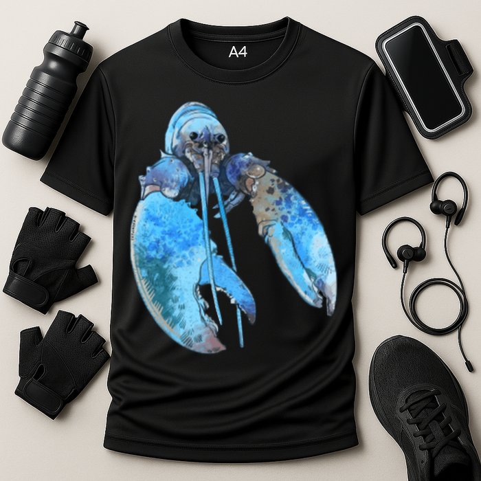 Funny Jumpscare Lobster Meme Blue Crustacean Cooling Performance Crew T-Shirt