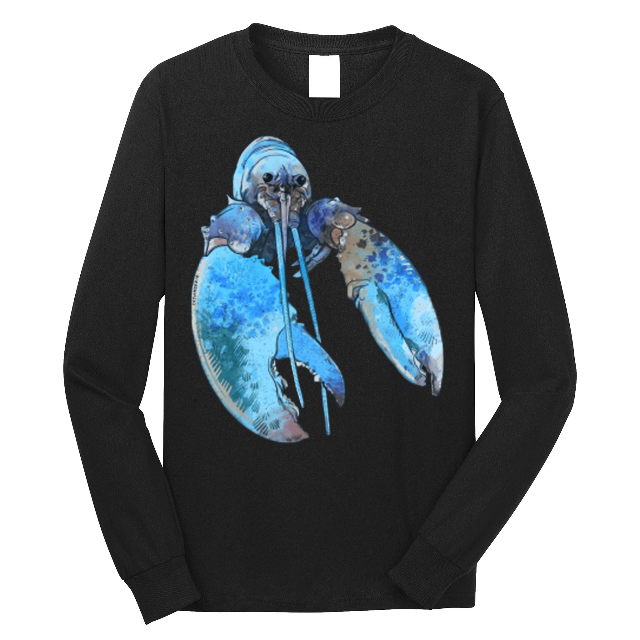 Funny Jumpscare Lobster Meme Blue Crustacean Long Sleeve Shirt