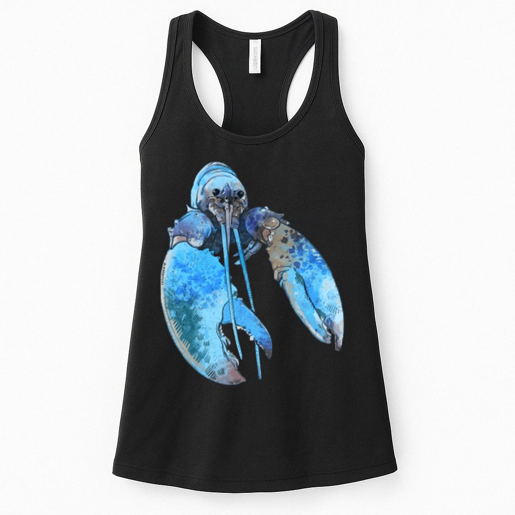Funny Jumpscare Lobster Meme Blue Crustacean Womens Tank Top