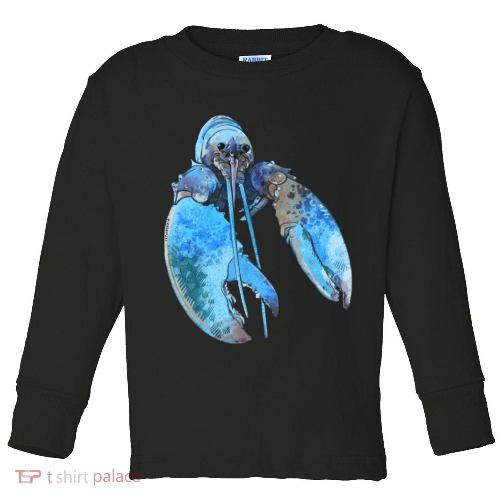 Funny Jumpscare Lobster Meme Blue Crustacean Toddler Long Sleeve Shirt