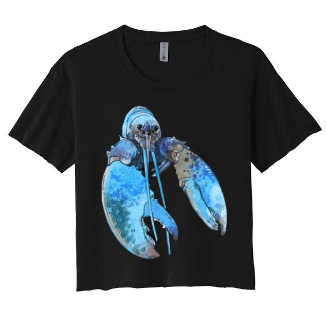 Funny Jumpscare Lobster Meme Blue Crustacean Crop Top