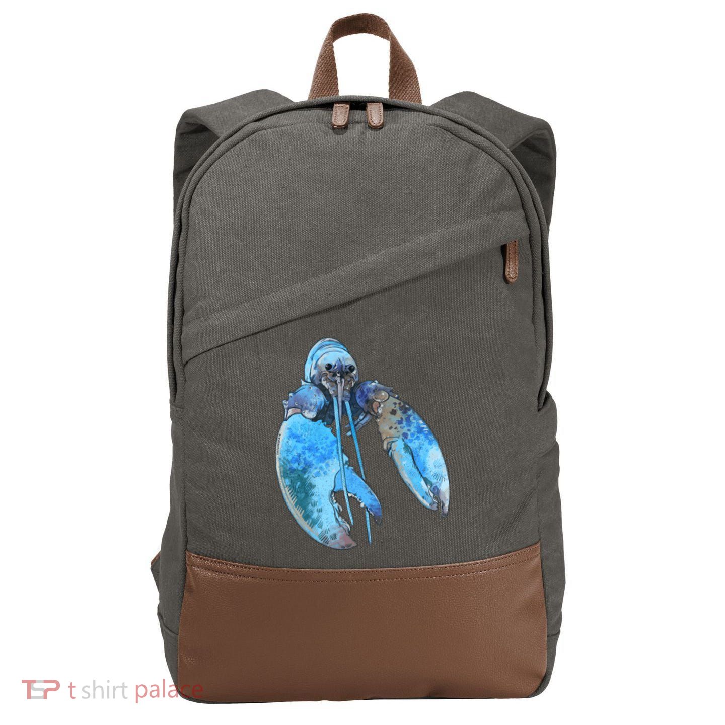 Funny Jumpscare Lobster Meme Blue Crustacean Cotton Canvas Backpack