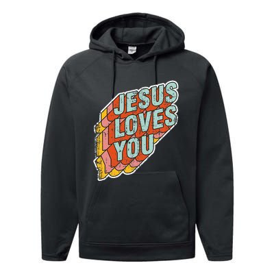 funny Jesus Loves You religious Vintage Style Performance Fleece Hoodie