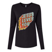 funny Jesus Loves You religious Vintage Style Womens Cotton Relaxed Long Sleeve T-Shirt