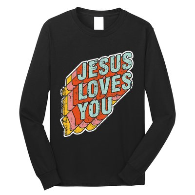 funny Jesus Loves You religious Vintage Style Long Sleeve Shirt