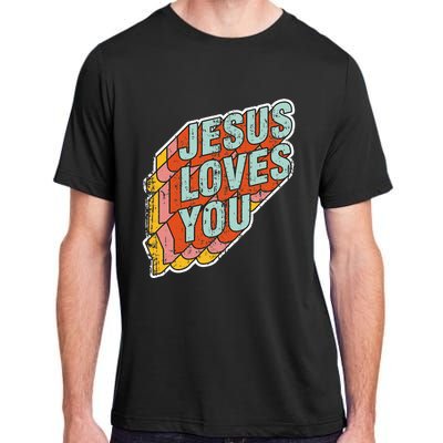 funny Jesus Loves You religious Vintage Style Adult ChromaSoft Performance T-Shirt