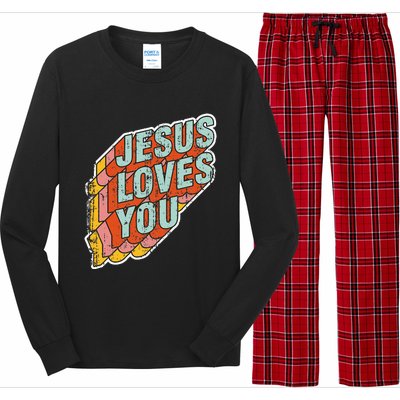 funny Jesus Loves You religious Vintage Style Long Sleeve Pajama Set