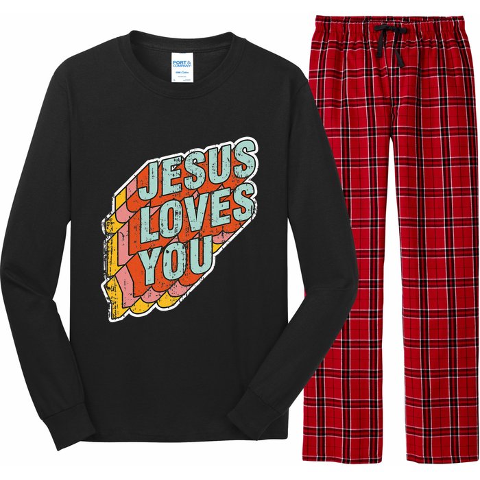 funny Jesus Loves You religious Vintage Style Long Sleeve Pajama Set