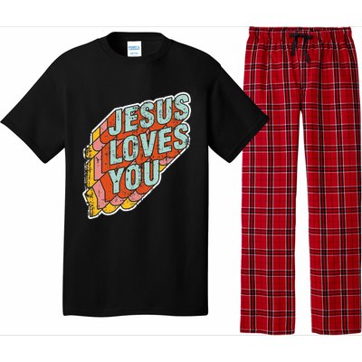 funny Jesus Loves You religious Vintage Style Pajama Set