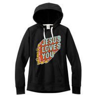 funny Jesus Loves You religious Vintage Style Women's Fleece Hoodie