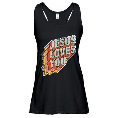 funny Jesus Loves You religious Vintage Style Ladies Essential Flowy Tank