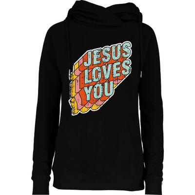 funny Jesus Loves You religious Vintage Style Womens Funnel Neck Pullover Hood