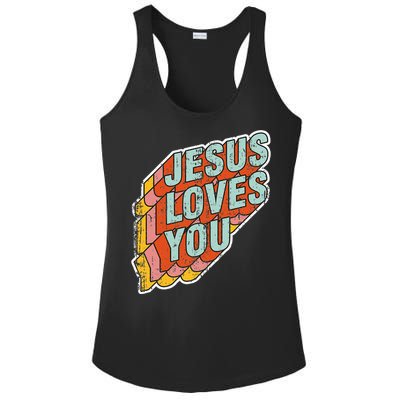 funny Jesus Loves You religious Vintage Style Ladies PosiCharge Competitor Racerback Tank