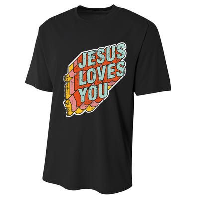 funny Jesus Loves You religious Vintage Style Performance Sprint T-Shirt