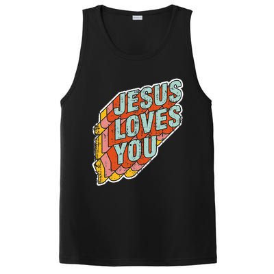 funny Jesus Loves You religious Vintage Style PosiCharge Competitor Tank