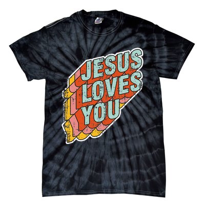 funny Jesus Loves You religious Vintage Style Tie-Dye T-Shirt