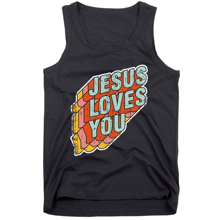 funny Jesus Loves You religious Vintage Style Tank Top