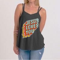 funny Jesus Loves You religious Vintage Style Women's Strappy Tank