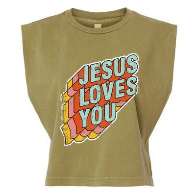 funny Jesus Loves You religious Vintage Style Garment-Dyed Women's Muscle Tee