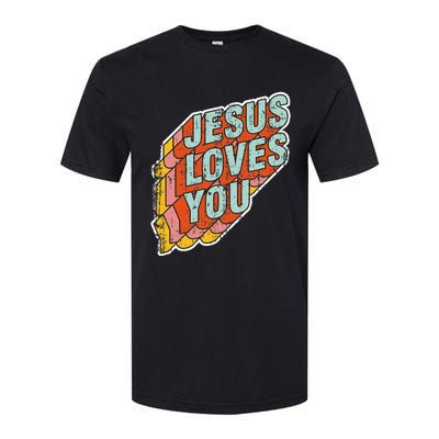 funny Jesus Loves You religious Vintage Style Softstyle CVC T-Shirt