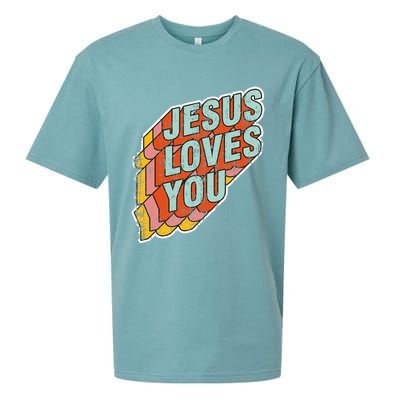 funny Jesus Loves You religious Vintage Style Sueded Cloud Jersey T-Shirt