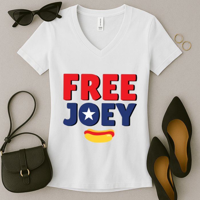 Free Joey Let Joey Eat Women's V-Neck T-Shirt