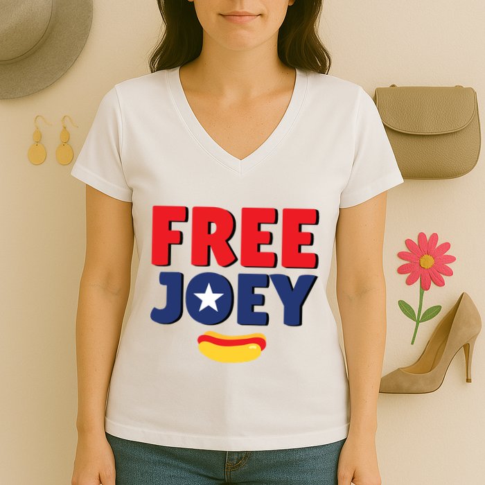 Free Joey Let Joey Eat Women's V-Neck T-Shirt