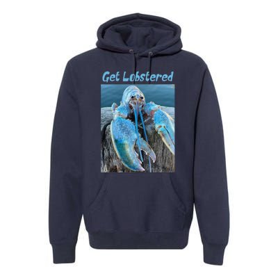 Funny Jumpscare Lobster Meme Blue Crustacean Premium Hoodie