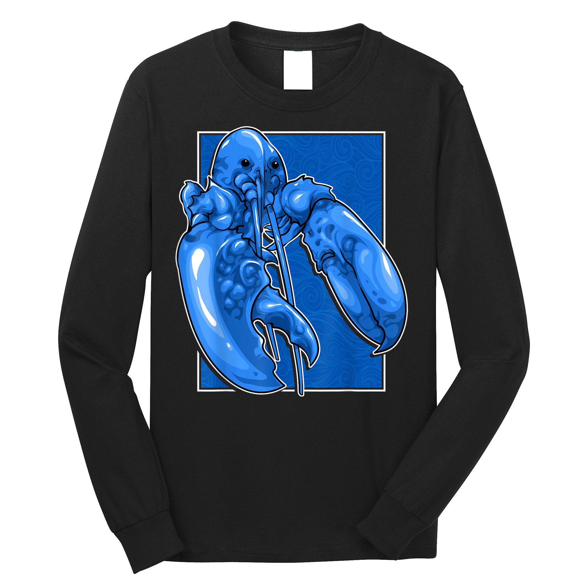 Funny Jumpscare Lobster Meme Blue Crustacean Long Sleeve Shirt