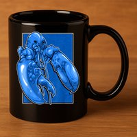 Funny Jumpscare Lobster Meme Blue Crustacean 11oz C Handle Ceramic Mug