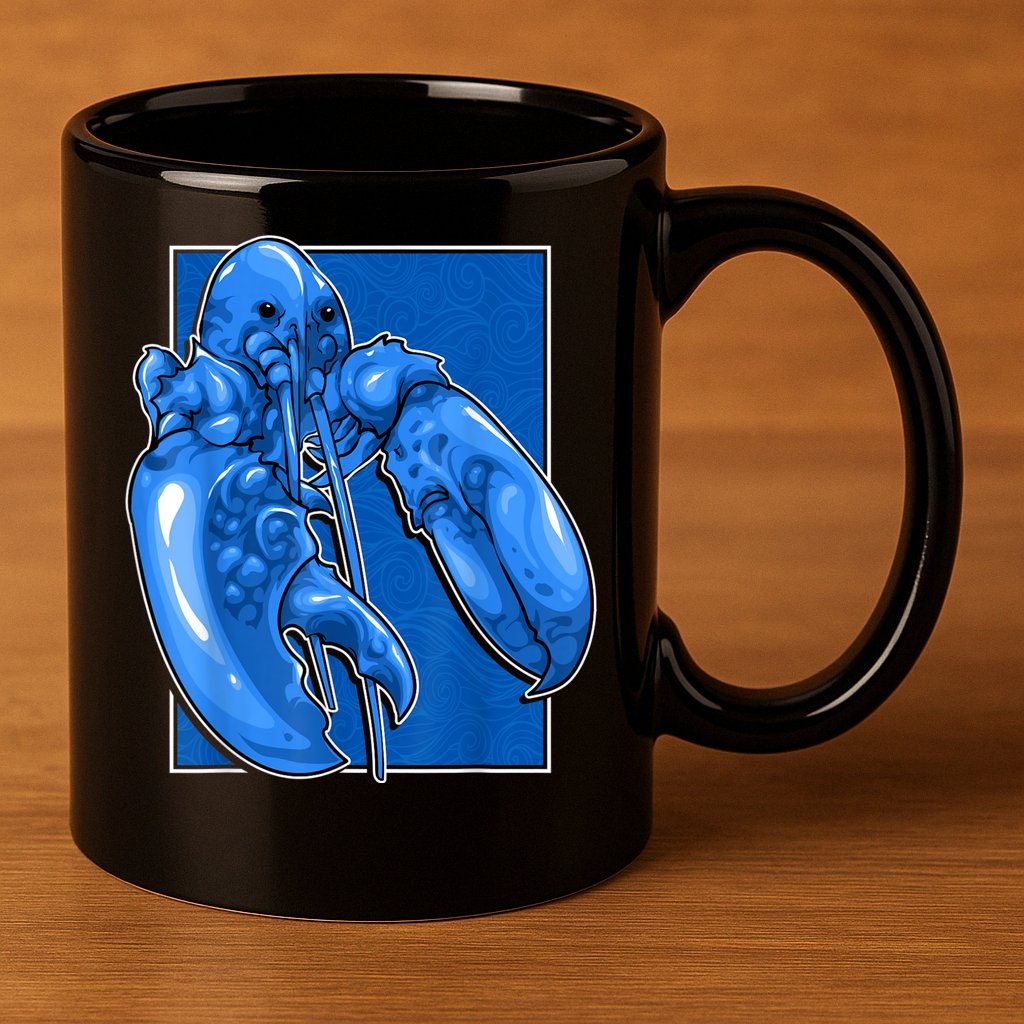 Funny Jumpscare Lobster Meme Blue Crustacean 11oz C Handle Ceramic Mug