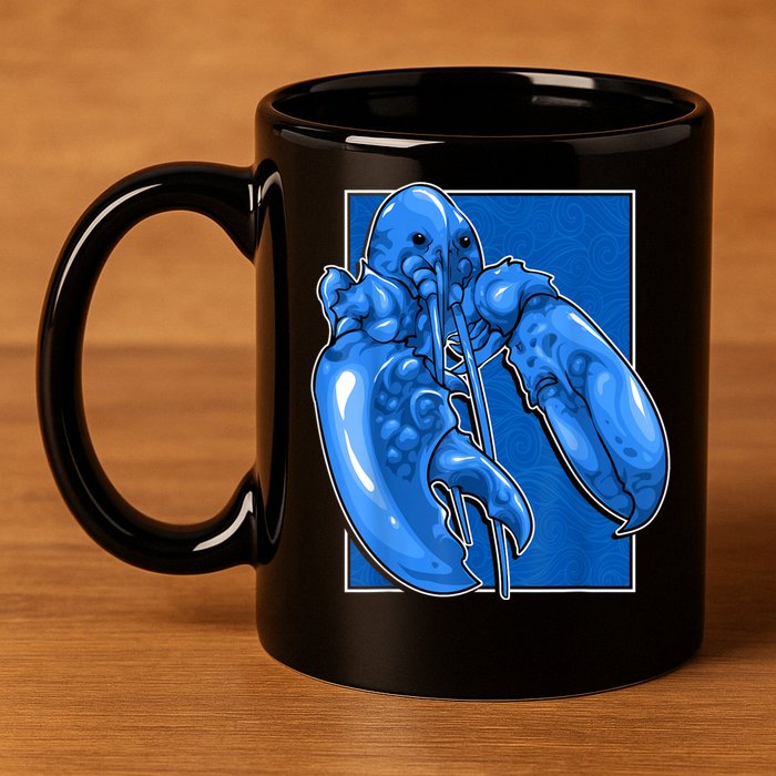 Funny Jumpscare Lobster Meme Blue Crustacean 11oz C Handle Ceramic Mug