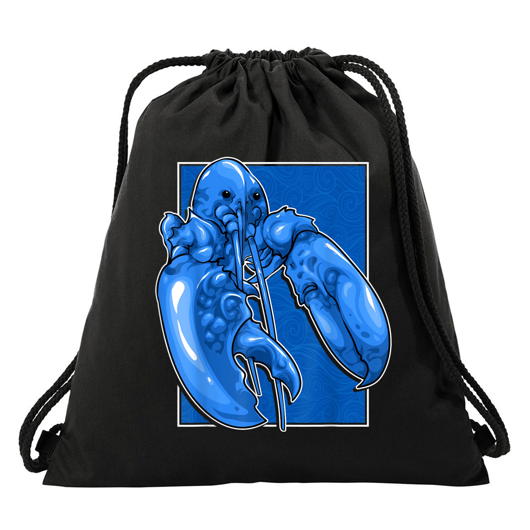 Funny Jumpscare Lobster Meme Blue Crustacean Drawstring Bag