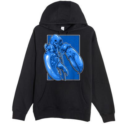 Funny Jumpscare Lobster Meme Blue Crustacean Premium Pullover Hoodie