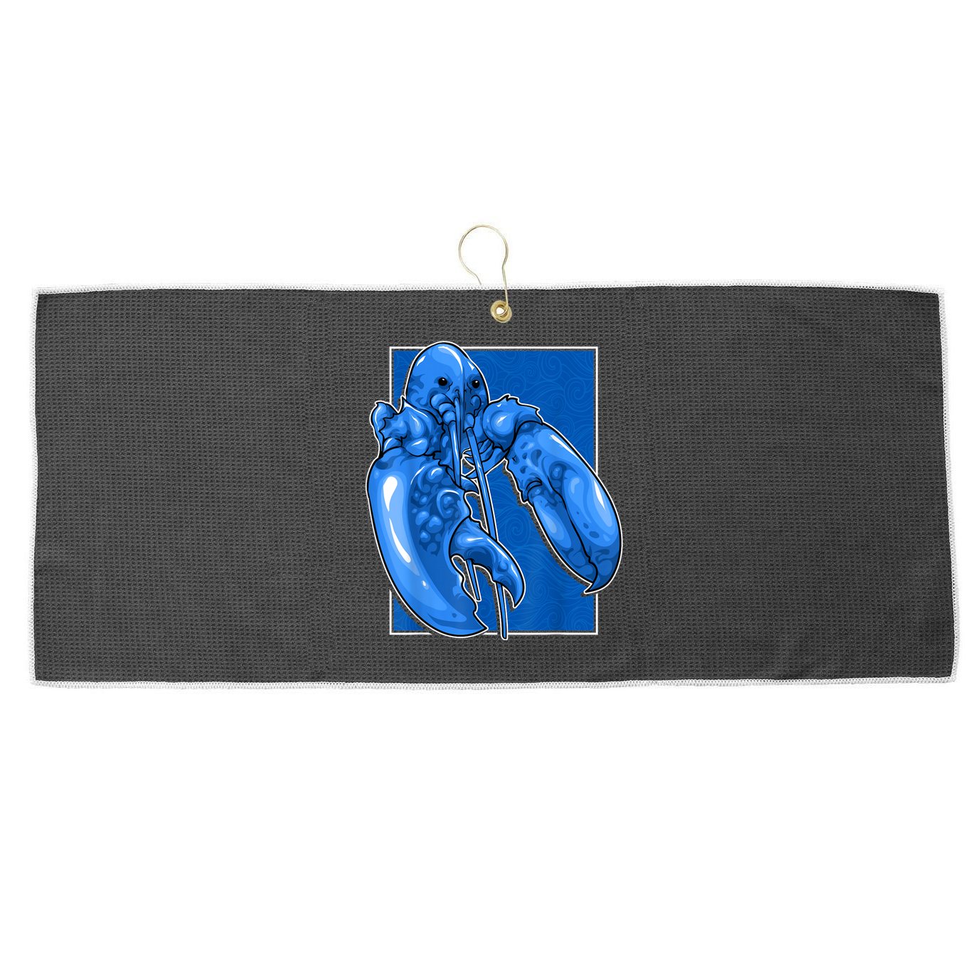 Funny Jumpscare Lobster Meme Blue Crustacean Large Microfiber Waffle Golf Towel