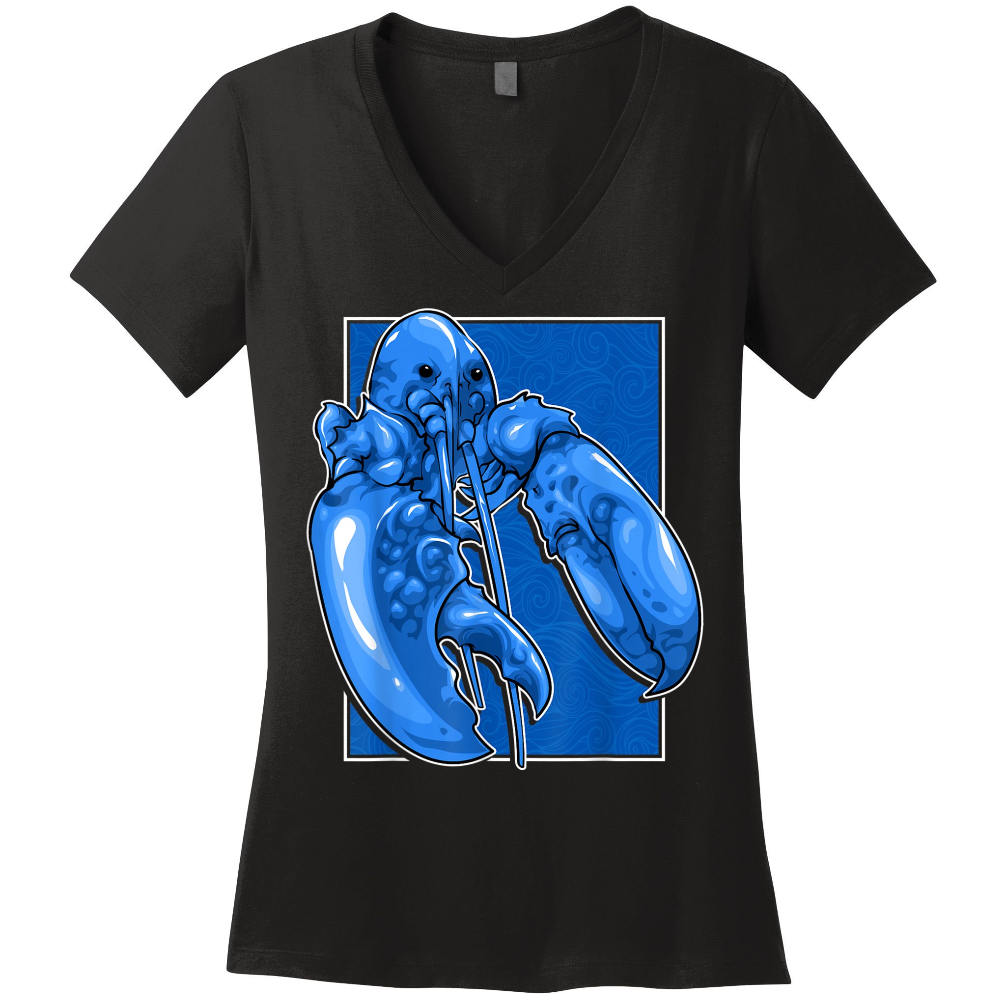 Funny Jumpscare Lobster Meme Blue Crustacean Women's V-Neck T-Shirt