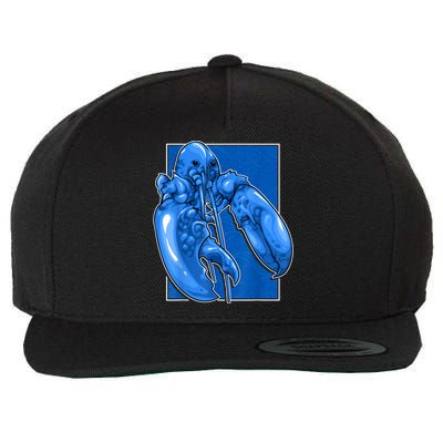 Funny Jumpscare Lobster Meme Blue Crustacean Wool Snapback Cap