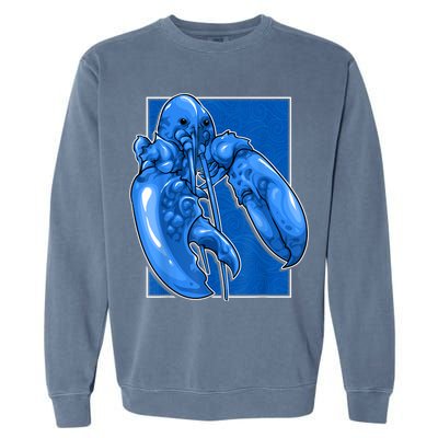 Funny Jumpscare Lobster Meme Blue Crustacean Garment-Dyed Sweatshirt