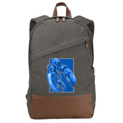 Funny Jumpscare Lobster Meme Blue Crustacean Cotton Canvas Backpack