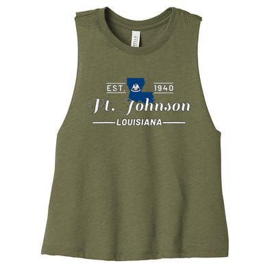 Fort Johnson Louisiana La Vintage Home Of Heroes Jrtc Gift Women's Racerback Cropped Tank