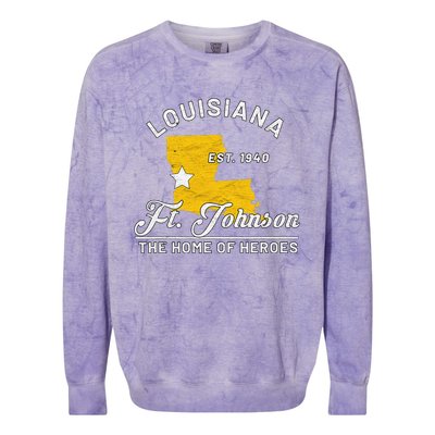 Fort Johnson Louisiana La Vintage Home Of Heroes Jrtc Gift Colorblast Crewneck Sweatshirt