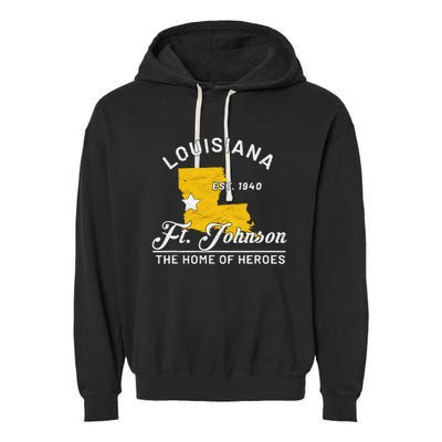 Fort Johnson Louisiana La Vintage Home Of Heroes Jrtc Gift Garment-Dyed Fleece Hoodie