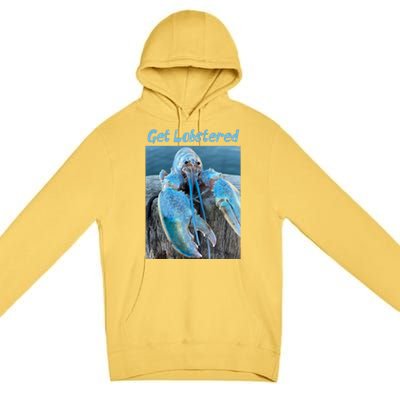 Funny Jumpscare Lobster Meme Blue Crustacean Premium Pullover Hoodie