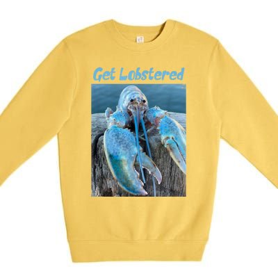 Funny Jumpscare Lobster Meme Blue Crustacean Premium Crewneck Sweatshirt