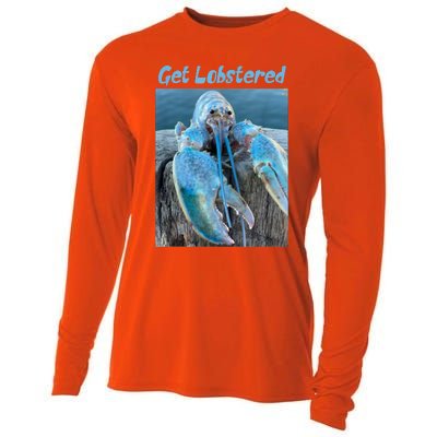 Funny Jumpscare Lobster Meme Blue Crustacean Cooling Performance Long Sleeve Crew